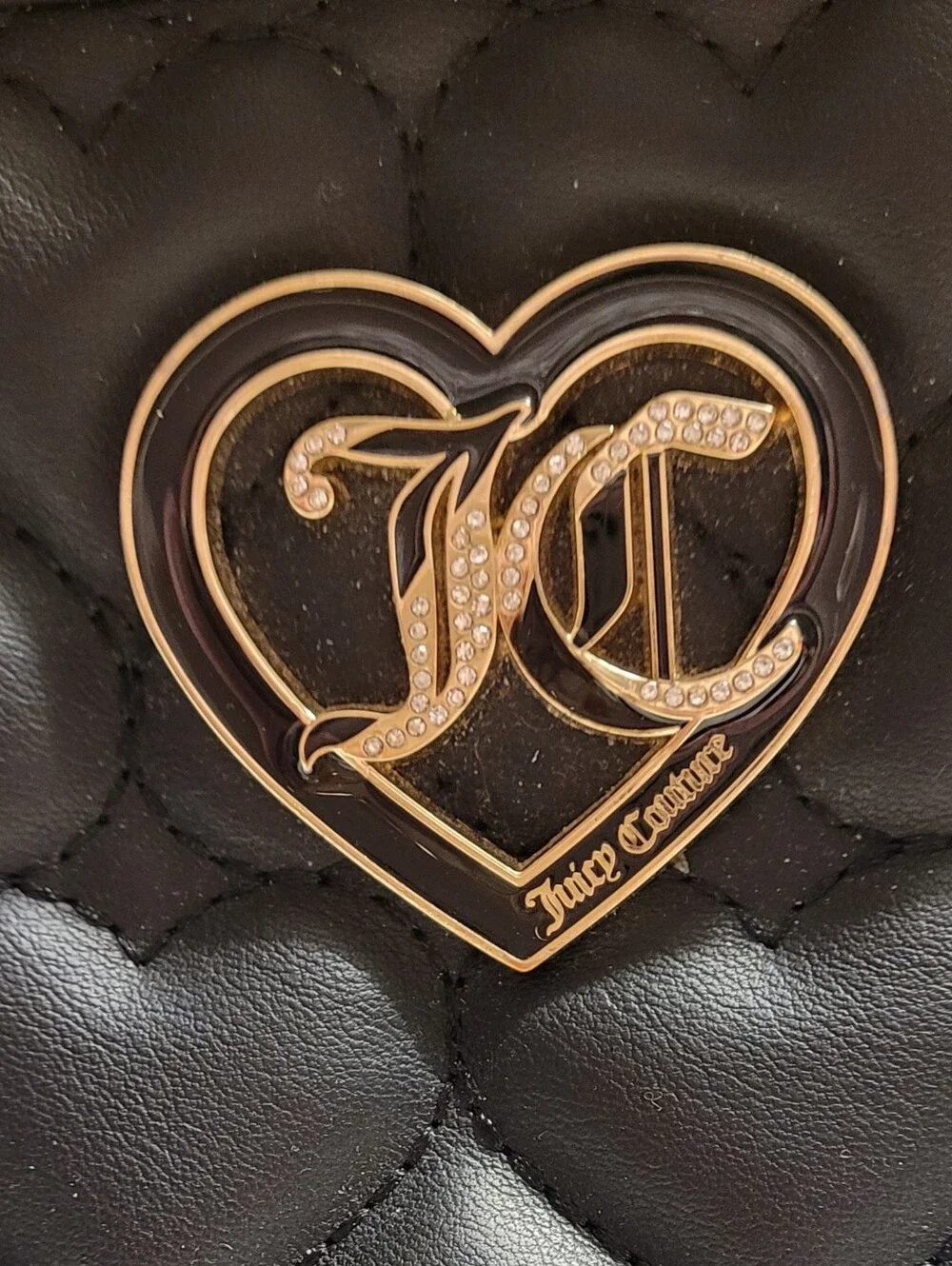 Juicy Couture Black Quilted Heart Logo Crossbody